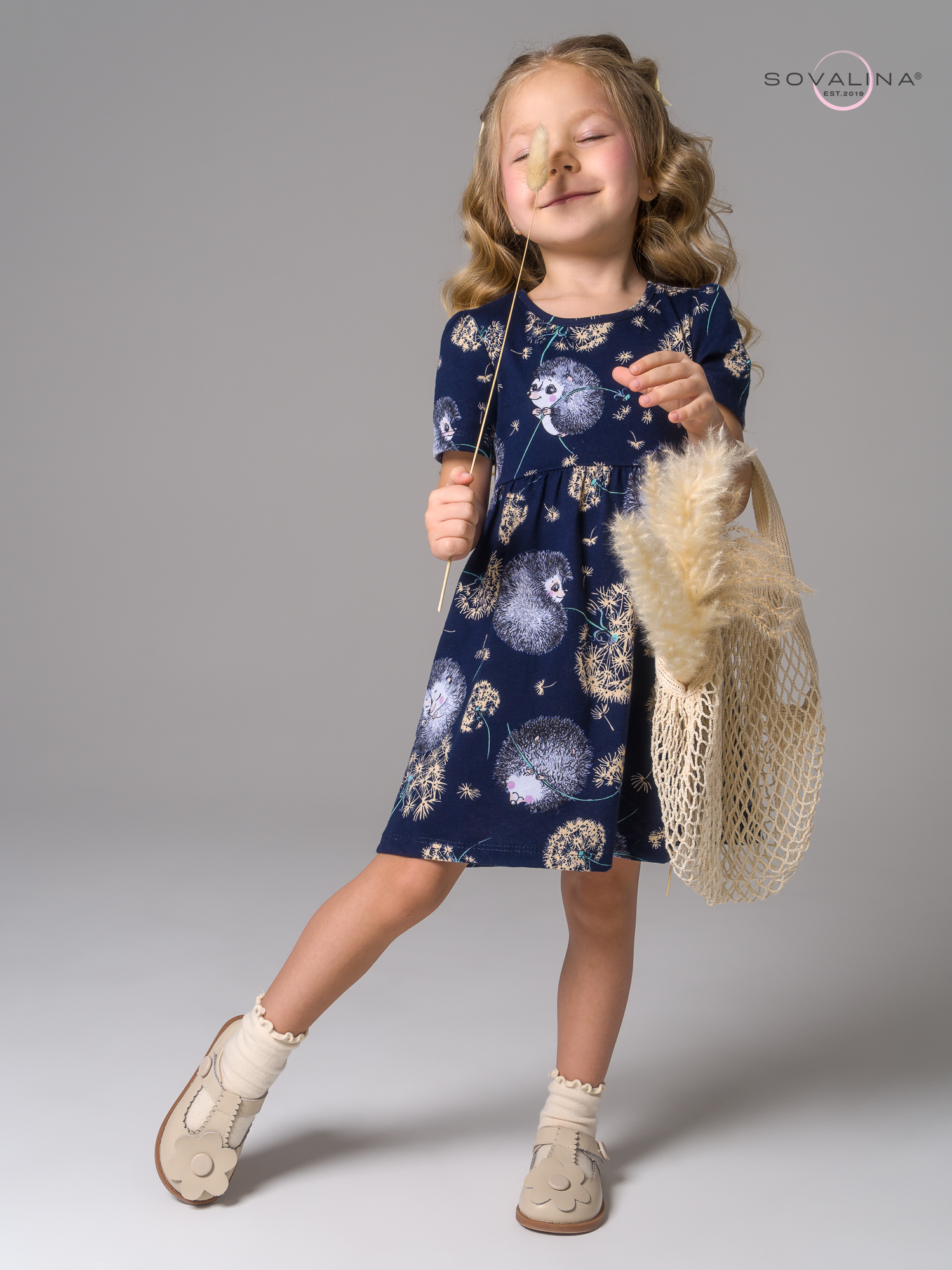 Платье Аленка к/р SG ежик с одуванчиком