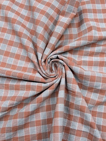 Хлопок вареный 250 см, клетка оранжево-коричневая, 1,5 см