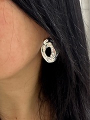 Серьги- дутые овальные в стилистике CELINE цвет серебро/золото