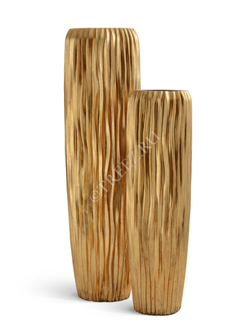 Кашпо TREEZ Effectory - Metal - Высокий конус Giant Design Wave - Сусальное золото