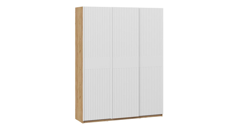 Шкаф-купе Оскар Хилтон 3-х дверный 177 дуб крафт золотой / белый матовый / ручка белая