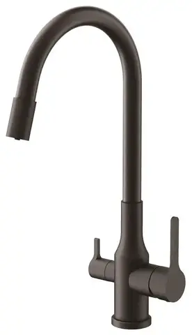 Смеситель для кухни BELZ B76814-7 гибкий излив, нержавеющая сталь, черный