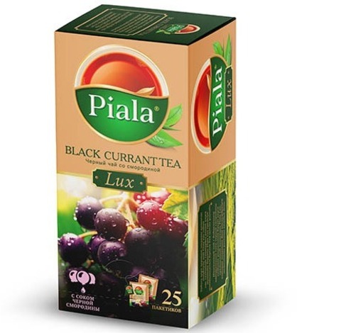 Чай черный пакет.Piala Lux со вкусом Черной Смородины 25пакет.