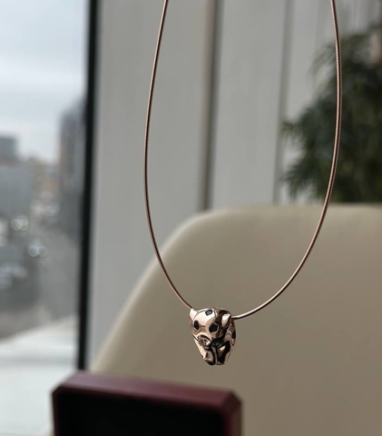 780124- Изящное колье ГОЛОВА ПАНТЕРЫ из серебра 925 пробы в позолоте