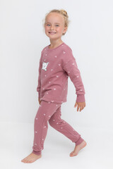 пижама  для девочки  К 1581/темная пудра,бантики