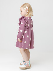 Платье  для девочки  КР 5944/темная орхидея,сердечки к589