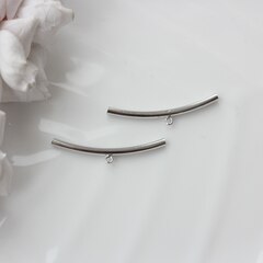 Трубочка с петелькой, спейсер, 39*3 мм, родий, П803