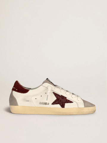 Super Star with burgundy glitter star and burgundy heel tab