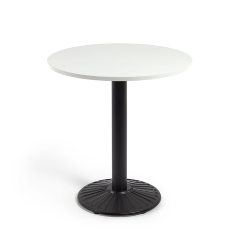 Tiaret Круглый стол из меламина белого цвета с черной металлической ножкой Ø 69,5 см