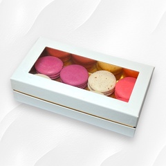 Коробка для макарон и др.кондитерской продукции с прямоугольным окном ПРЕМИУМ 210*110*55 (белая)