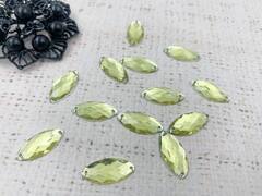 Стразы пришивные акрил, d 1,8х0,9 см, жёлто-зелёный