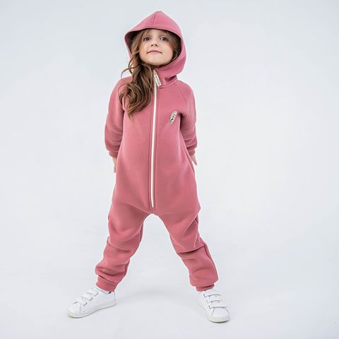 Warm hooded jumpsuit with flap - Gray Rose