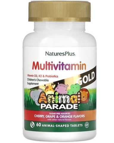 Nature's plus, Source of Life, Animal Parade Gold, жевательные мультивитамины с микроэлементами для детей, в ассортименте, 60 таблеток в форме животных