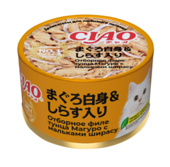 INABA Ciao консервы для кошек Тунец Магуро (белое мясо с ширасу) 85 гр