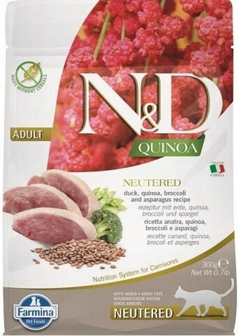 Farmina N&D Quinoa Cat Duck сухой корм для стерилиз кошек и кастрир котов (утка и киноа) 300гр