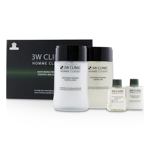 3W Clinic Homme Classic Moisturizing Freshness Essentia 2 Items Set увлажняющий освежающий набор для мужчин