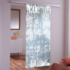 Купить Межкомнатная раздвижная стеклянная дверь Граффити стекло бесцветное матовое