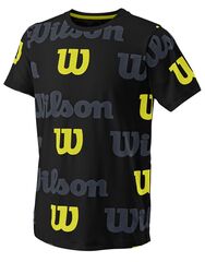 Детская теннисная футболка Wilson All Over Logo Tech Tee B - black