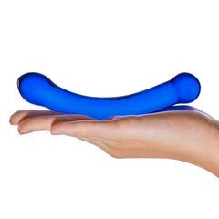 Синий изогнутый фаллоимитатор Curved G-Spot Glass Dildo - 16 см. - 