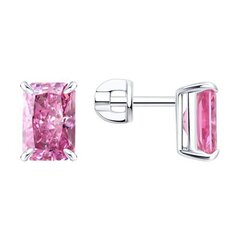 Серьги из серебра 925 пробы с фианитами в огранке октагон