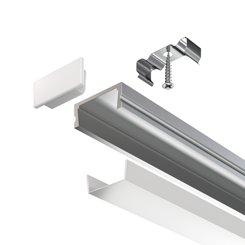 Алюминиевый профиль Maytoni накладной 15×6 (Серебро, 2 м), ALM001S-2M