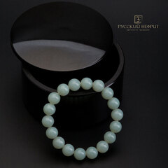 Браслет "Классика". Голубой нефрит. 10 мм.