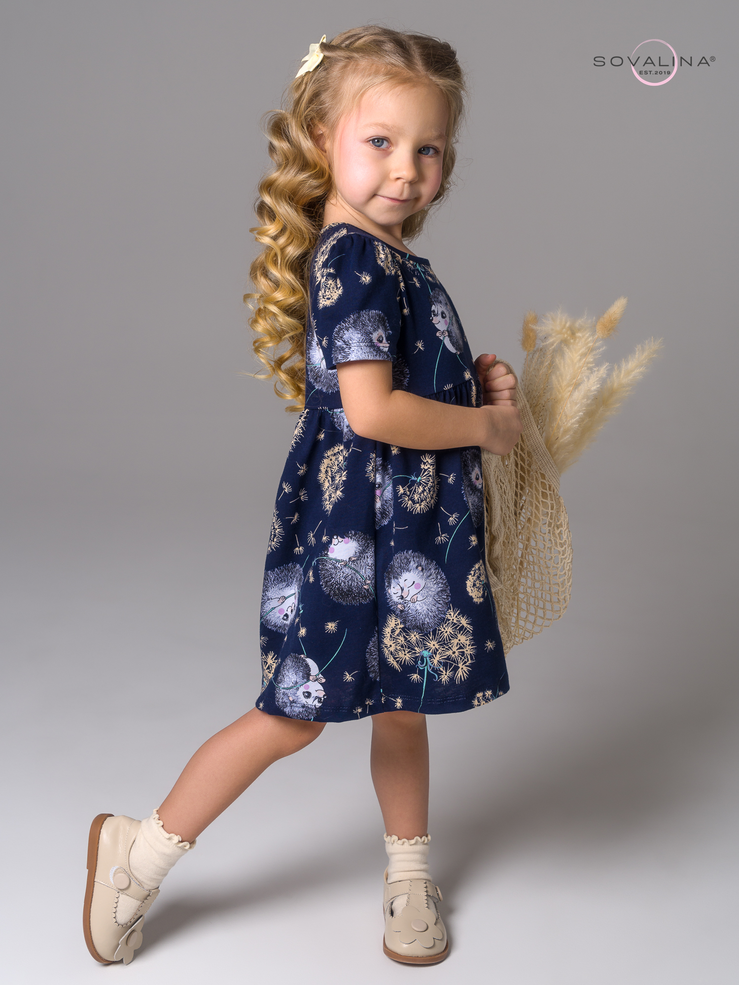 Платье Аленка к/р SG ежик с одуванчиком