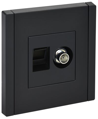 FORTE&PIANO Роз. двойная TV+RJ45 кат.5E FP136 чер. IEK