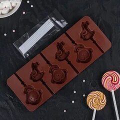 Форма для леденцов и мороженого 6 ячеек 24х9,5х1 см (5х4,6/4,4х4) 