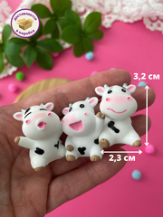 Корова, буренка, фигурки декоративные, 3,2 см, кукольные миниатюры, набор 3 шт микс