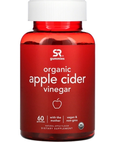 Sport research, органический яблочный уксус c уксусной маткой, натуральное яблоко, 60 жевательных таблеток