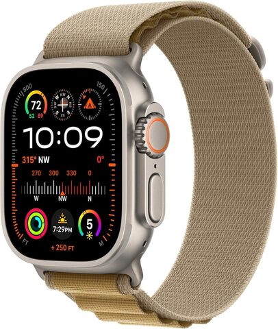 Умные часы Apple Watch Ultra 2 49 мм натуральный титан, ремешок Alpine коричневого цвета (S)