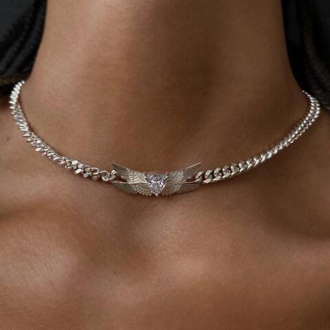 Колье-цепь OPEN YOUR HEART серебро с Топазом