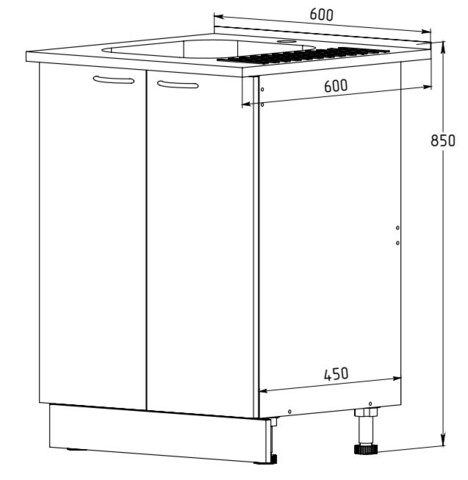 Тумба 600 под накладную мойку (Б)