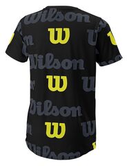 Детская теннисная футболка Wilson All Over Logo Tech Tee B - black