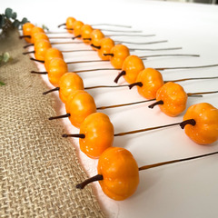 Тыква искусственная оранжевая, муляж мини, 2,5 см, на проволоке, набор 20 шт,
