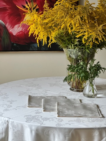 Скатерть 220 и 12 салфеток Palombella Svezia Pizzo-3 сливочные