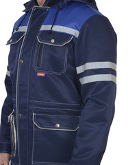 Костюм мужской летний «СИРИУС-ЛИДЕР» куртка и полукомбинезон, т.синий с васильком и молочным, СОП