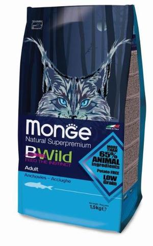 Купить Monge BWild Cat Anchovies корм для взрослых кошек с анчоусами 1.5 кг