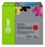 Картридж струйный Cactus CS-CL51 CL-51 голубой, пурпурный, желтый (18мл) для Canon Pixma MP150, MP160, MP170, MP180, MP450, MP460, iP2200, iP6210, iP6220, iP6220D, iP6310, iP6310D, MX300, MX310