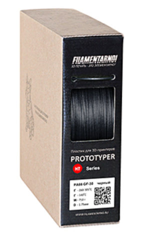 Пластик для 3D-принтера Filamentarno PA66 GF-30 чёрный (750 г)