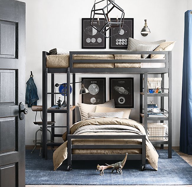 Купить купить Кровать-чердак Industrial loft study со столом и ...