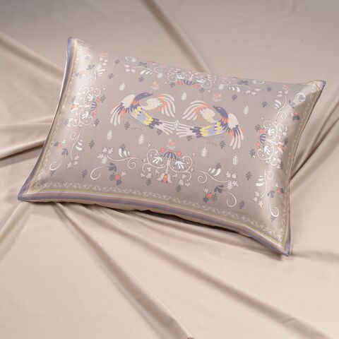 Наволочка 50x70 Mollen Мезенская роспись песочно-бежевая шелковая