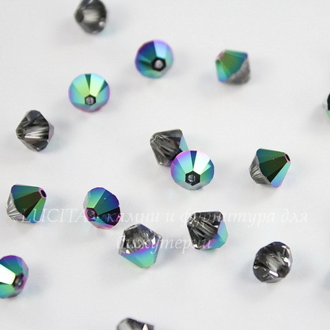 5328 Бусина - биконус Сваровски Crystal Scarabaeus Green 6 мм, 5 штук