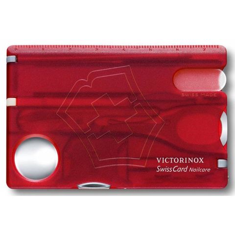 Швейцарская карта Victorinox SwissCard (0.7240.T) Nailcare 10 функций прозрачный красный