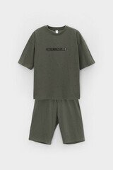 Пижама  для мальчика  КБ 2824/оливковый серый,крапинка