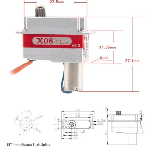 Сервопривод KST X08 Plus V2.0 (5.3 кг/см, 0.09 сек/60°, 9 г) для планера