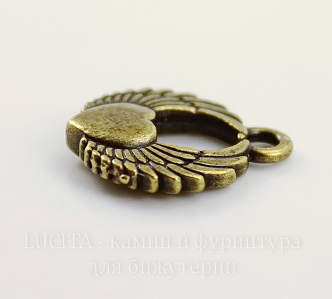Подвеска TierraCast "Крылатое сердце" (цвет-античная латунь) 18х15 мм