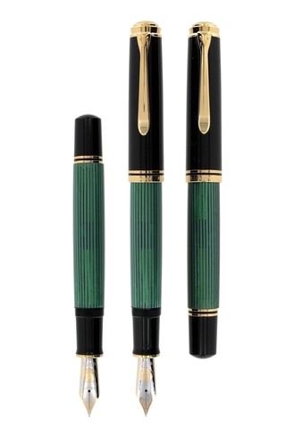 Ручка перьевая Pelikan Souverän® M 1000 Black & Green GT, EF (987578)