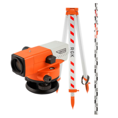 Комплект - оптический нивелир RGK N-32, рейка AMO S5 и штатив RGK S6-N N32S6S5